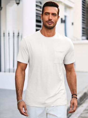Runcati Mens Short Sleeve T Shirts Crew Neck Casual Summer Basic Shirt Lightweight Tee Tops with Pocket2