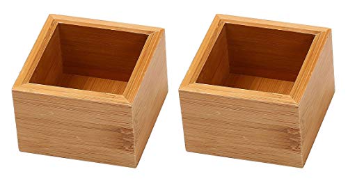 Image of YBM HOME Bamboo Drawer Organizer Box Multi-Use Storage for Junk Drawer, Office, Home, Kitchen, Bedroom, Children Room, Craft, Sewing, and Bathroom, 2 Pack 3x3x2 Inch