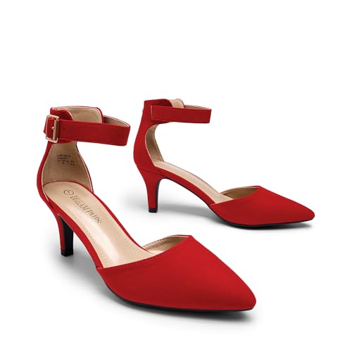 Image of DREAM PAIRS Women's Kitten Heels Ankle Strap Pumps