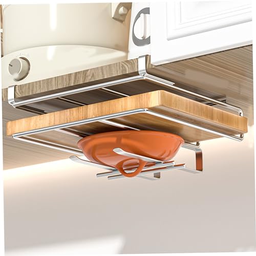 Stainless Steel Under Cabinet Cutting Board Holder - Polished Heavy Duty Vertical & Horizontal Cutting Board Rack, Punch-free, Pan Lid Holder