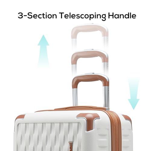 Image of Melalenia Luggage 10 Piece Sets Clearance,Large Suitcase Set Spinner Wheels with TSA Locks,Hard Shell Luggage Sets for Women Travel Suitcase (White brown)