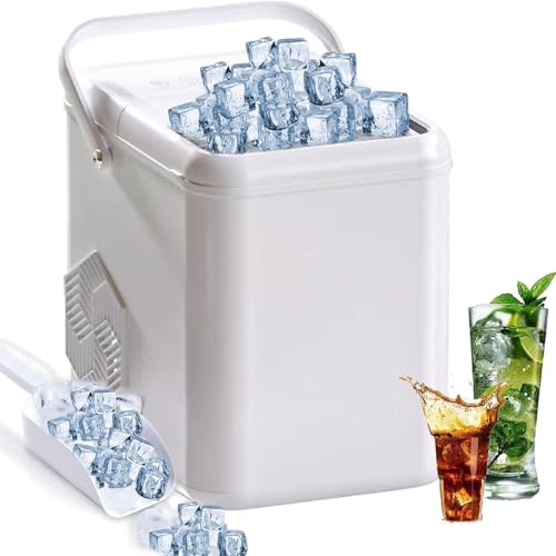Maker de glaçon autonettoyant, Fabricant de Glace de comptoir électrique avec Scoop de Glace et Panier, 9 glaçons en 6 Minutes, 2 Tailles de Glace, 12 kg en...