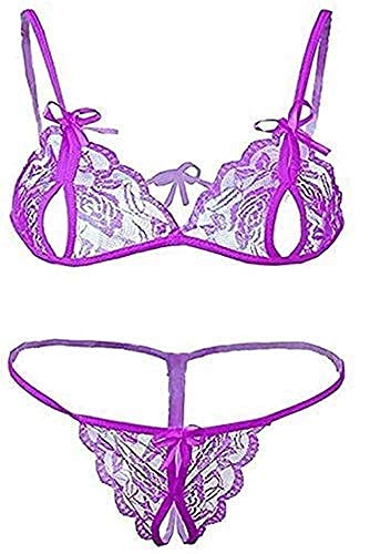 MADSY MD1 Babydoll Bikini Set| Non-Padded Bra & Panty|Nightwear/Lingerie/Negligee |Hot & Sexy for Couples Honeymoon/First Night/Anniversary for Women/Ladies/Girls. (X-Large, Purple)-image-0