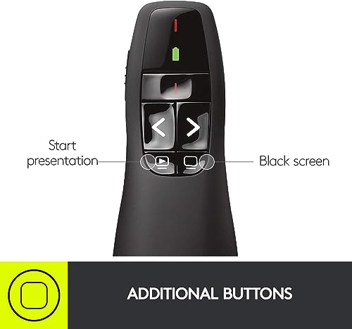 Image of COOLCOLD Laser Pointer, Wireless Presentation Clicker, PPT Presenter Slide Changer Controller with USB Receiver, Battery Indicator for Mac, Computer, Laptop, Windows, Slideshow Google Slide (Black)