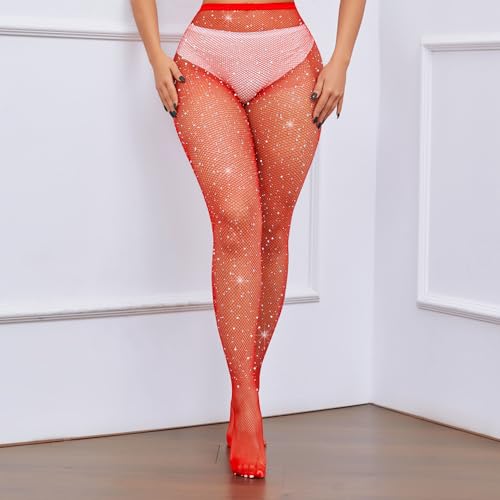 Image of FANCAME Sparkly Fishnet Tights Women's Mesh Pantyhose Rhinestone Glitter Party Fishnet Stockings