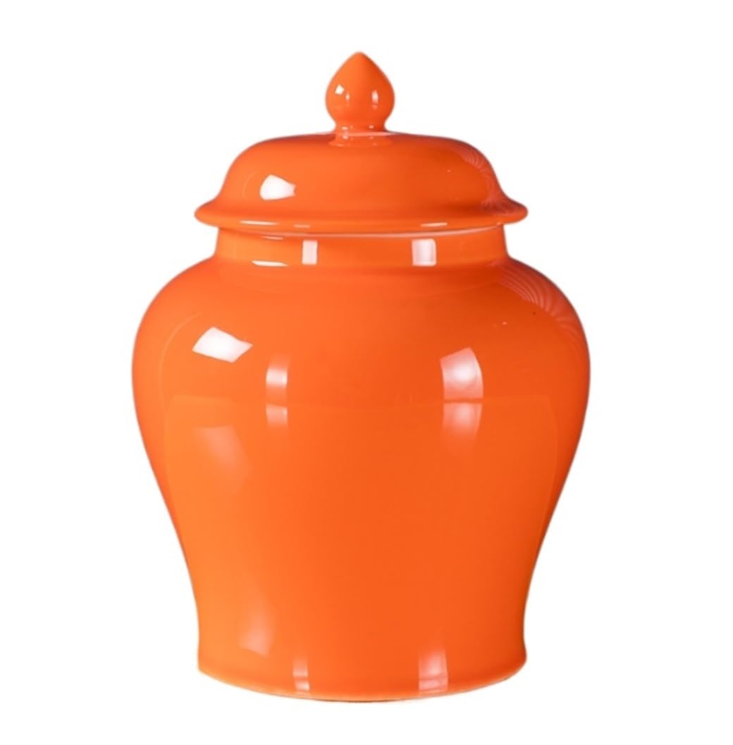 SBJKLYRN ceramic jar， Modern Vase Ceramic Ginger Jar with Lid Decorative Flower Vases Porcelain Temple Jar Containers Temple Jar(White)