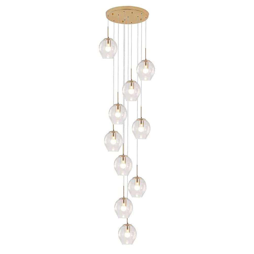 Lustre boule en verre transparent Staise | Plafonnier globe goutte de pluie E26 suspension