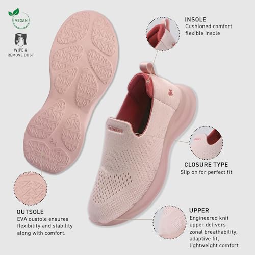 Image of Neeman's Knit Lite Slip Ons for Women | Lightweight Breathable Knit Slip-On Sneakers | Cushioned EVA Sole | Soft Stretch Upper | Comfortable Casual, Office & Walking Shoes