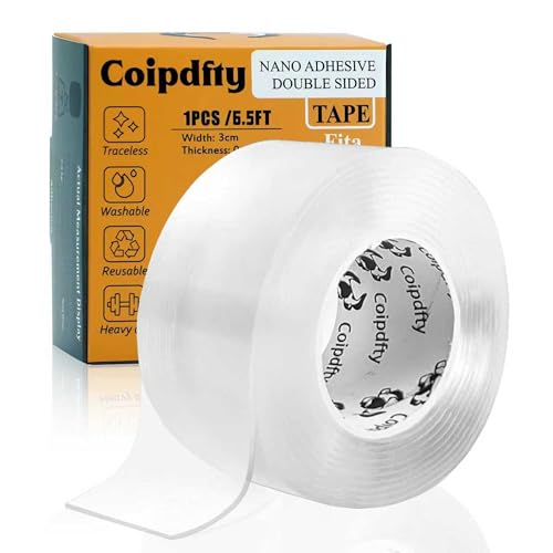 Double Sided Tape Heavy Duty for Wall Decor No Damage to Paint,Clear Removable Mounting Tape,Nano Two Sided Adhesive Tape,Picture Hanging Strips for Posters,Stickers - Bedroom 1Roll(1.18in*6.5FT)