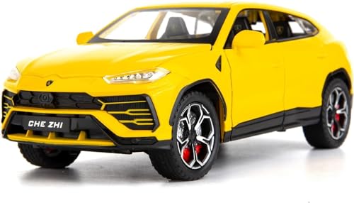 Image of 1:24 Lamborghini Urus Car Model, Diecast Pull Back Car Toy car, Doors Open, Light and Sound, Boys Toys Kids Adults Gifts (Yellow)