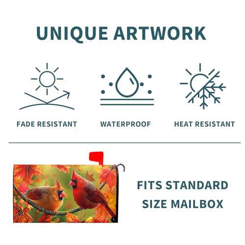 image for Granbey Autumn Bird Mailbox Cover Magnetic Standard Size 21x18 Inch Fa