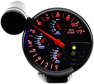 LHQ-HQ 5" 4 in 1 Auto-Meter-Wasser-Temperaturanzeige Öltemperaturanzeige Öldruckanzeige Tachometer mit Sensoren Autorennen...