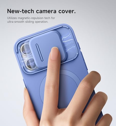 Image of SURITCH for iPhone 15 Pro Max Case with Magnetic Camera Slide Cover and Adjustable Kickstand, Compatible with MagSafe, Shockproof Bumper Case Slim Protective Cover 6.7 Inch, Starlight Blue