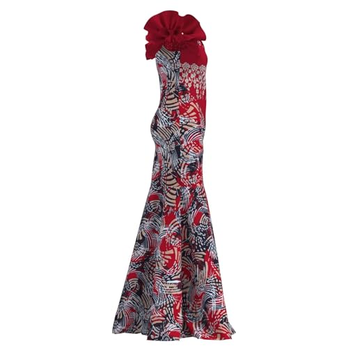 Image of iooiooi Womens Elegant Ankara Maxi Mermaid Dress Lace Decorated African Gowns