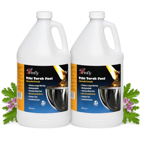 Image of Firefly - Citronella Tiki Torch Fuel - Clean-Burning Lamp Oil, Low Smoke, 2 Gallons
