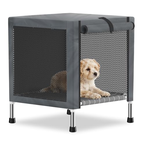 Stainless Steel Dog Crate with Cover and Mesh Windows