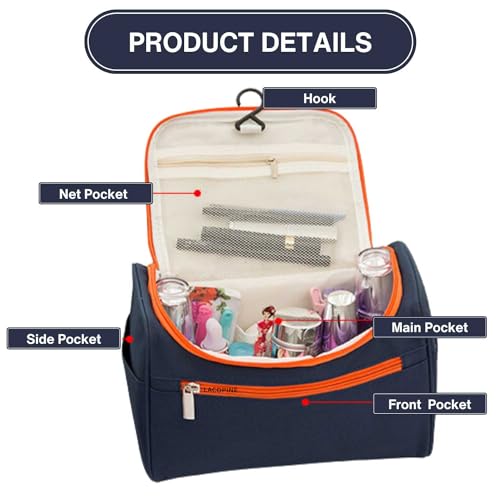Image of Women's Multi Functional Travel Toiletry Hanging Makeup Organiser Bag(Blue)
