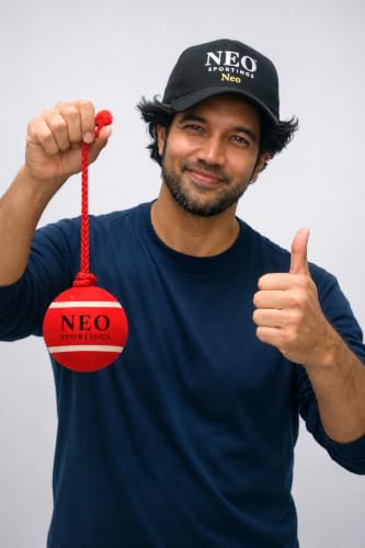 Image of Heavy Tennis Red Hanging Ball, 80-120 Grams, Two Knots, 3.6 metres Nylon Red Rope (Pack of 4)