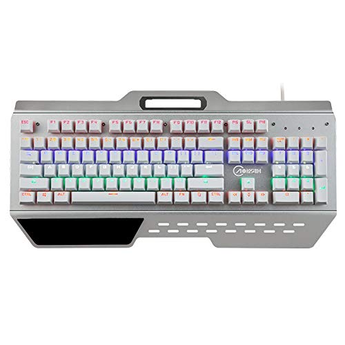 104-key Green Axis Machinery Keyboard Seven-color Light-emitting Competition Game Removable Green Axis Machinery Keyboard (Color : White)