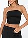 Trendy Queen Womens Tube Tops Strapless Crop Tops Basic Backless Sleeveless Going Out 2026 Spring Outfits Summer Clothes Black S