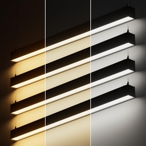 LEONLITE 4-Pack 4FT Linkable LED Linear Light, LED Suspension Light, Black