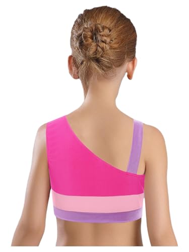 Mufeng Kids Girls 3Piece Sports Set Color Block Crop Top Shorts Briefs Set for Yoga Gymnastics Dance3