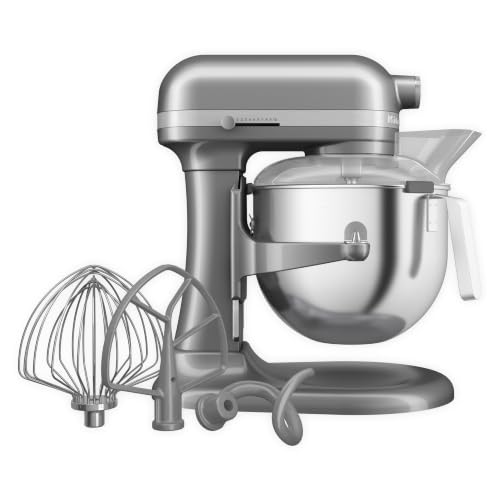 KitchenAid Robot Pâtissier Professionnel 6.6L Relevage Bol, Engrenages Tout Métal, 11 Vitesses, Démarrage Progressif, Protection Surchauffe, Argent Contour