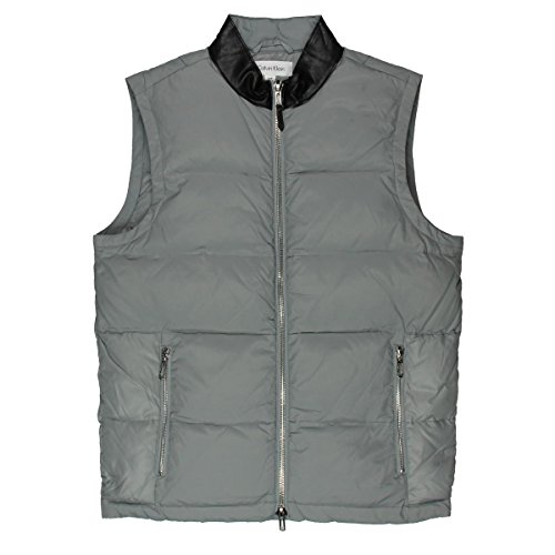 Calvin Klein Men's Nylon Down Vest with Faux Leather Collar Detail