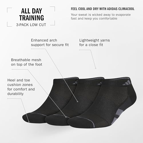 Image of adidas Women's All Day Training Socks 3 Pairs | 3-Pack, Targeted Cushioning, Arch Support, Breathable Moisture-Wicking, Reinforced Heel & Toe, All-Day Comfort