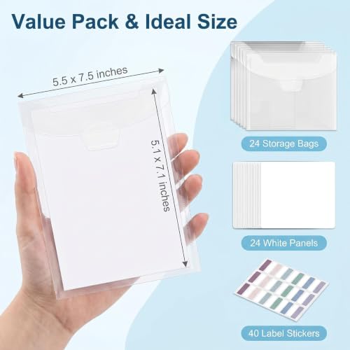Image of 48 PCS Clear Stamps Storage Panels,Resealable Die Cut Storage Bag, White Plastic Stamps Organizer Panels, Clear Stamp Organizer Set for Die Cutting and Decorative (48)