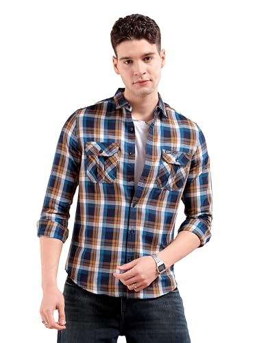 The Indian Garage Co Men Slim Fit Checkered Full Sleeves Cutaway ...