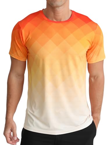 APTRO Herren Sport Tshirts Herren Trainingsshirt Funktionsshirt Schnelltrocknend Sportshirt Gym Shirt Orange L