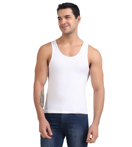 Image of Freecultr Cotton Vest for Men Sleeveless Lightweight Solid Round Neck Comfort Vest | Ultra-Soft Breathable Innerwear Sando for Gym, Sports, Workout, and Everyday Wear | Regular Fit and Durable Design