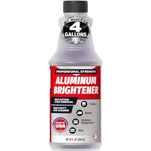 Concentrated Aluminum Brightener & Cleaner Makes 4 Gallons Removes Oxidation Dirt & Grime Spray On Aluminum Cleaner for Boat Hulls Pontoons Trailers Wheels & RVs Made in USA - 32 fl oz