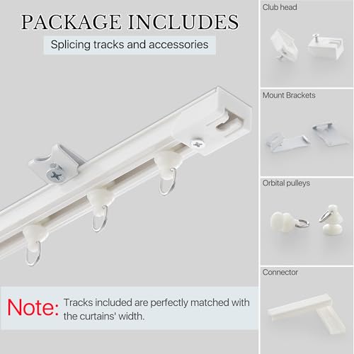 Image of RYB HOME Room Divider Curtains with Straight Ceiling Track, Heavy Duty Blackout Privacy Sliding Partition Panel for Bedroom /Living Room /Patio /Studio, W100xL95, Beige, 1 Panel