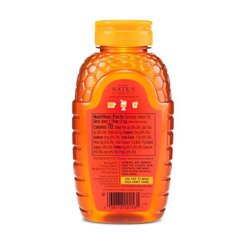 Image of Nate's Lemon Honey for Drinks - Made with 100% Pure Honey and Lemon - 12 oz Squeeze Bottle - Great for Iced or Hot Tea, Cocktails, and Mocktails (Pack of 2)