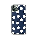 Phone Case Polka Dot Pattern White Over Navy Blue Big Dots Compatible with iPhone 6 6s 7 8 X Xs Xr...