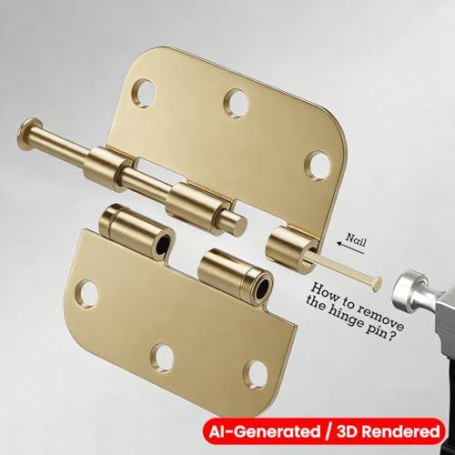 Image of Door Hinges Polished Brass 3 Pack 3.5 Inch Round Mute Integral Ball Bearing Hinges for Ranch House,Home Gym, Yard, Balcony, Sunroom, Enclosed Patio,Parlor,Mudroom,Large Walk-in Pantry, Paintable Door
