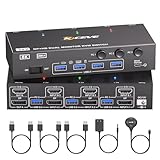 KCEVE 8K@60Hz USB3.0 KVM切替器 3入力2出力、ミラー/拡張モード KVM Switch KVMスイッチ PC3台とモニター2台対応 キーボード、マウスを3PCで共有 ドライバー不要 簡単に接続 手元スイッチ付き(8K@60Hz/4K@144Hz)