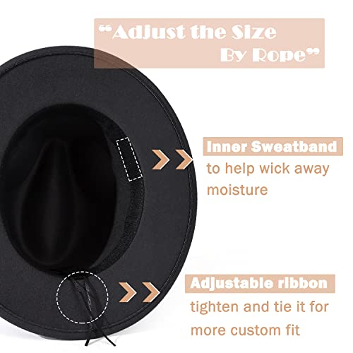 Image of Lisianthus Men & Women Vintage Wide Brim Fedora Hat | Classic Belt Buckle Decor, Adjustable Drawstring, Inner Breathable Sweatband, Timeless Style, Ideal for Travel & Daily