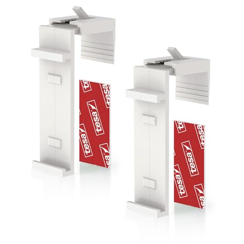 KLEMMFLEX Klemmhalter kurz 2 Stück für Klemmfix Rollo Doppelrollo & Duorollo - mit original tesa Klebepad - ohne Bohren zum Klemmen und Kleben Befestigung am PVC & Holzfenster und Tür