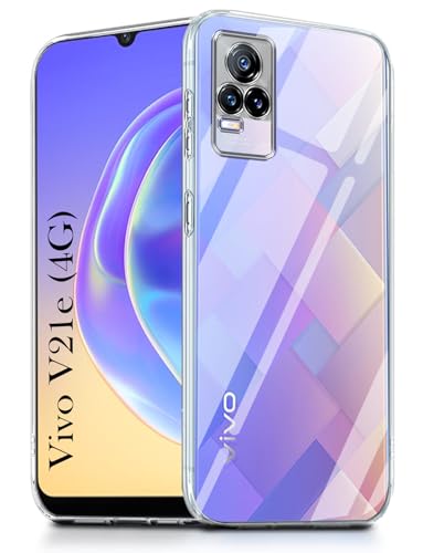 Image of Jkobi Back Cover for Vivo V21e 4G (Silicone Clear Shockproof Case with Camera Protection and Dust Plugs | Transparent)