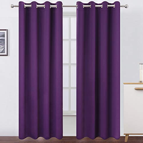 LEMOMO Blackout Curtains 66 x 84 inch/Purple Curtains Set of 2 Panels/Thermal Insulated Room Darkening Bedroom Curtains