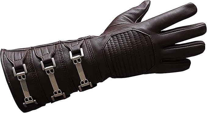 URBAN BUCK Mens Real Leather Gauntlet Cosplay Long Brown Right Hand Costume Adult Glove (XXL)