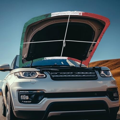 Image of Car Hood Cover Protector 59x39 inches Stretchable Auto Hood Wrap Waterproof Mexican Flag Auto Exterior Accessories for Compact Sedans SUV Trucks