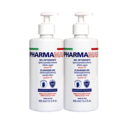 Pharmamani KIT 2 PEZZI GEL IGIENIZZANTE MANI da 400 ml l'uno. Con Dosatore. 70%...