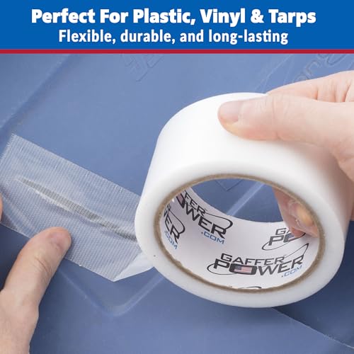 Image of Gaffer Power Clear Repair Tape 2 inch x 20 Yards - Semi-Transparent Waterproof Duct Tape for Discreet Repairs, Sealing & Patching - Heavy Duty, Weather Resistant (Pack of 3)