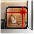 Outdoor Steam Sauna for 4-6 Person, Traditional Cube Saunas Spa, Traditional Barrel Wooden Sauna with ETL-Certified 6KW Stove, 0-195? (82.68”x 70.87”x 82.68”, Canadian Spruce)