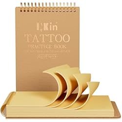INKin 10Pcs Tattoo Practice Flipbook, 2mm Thick Silicone Fake Skin with Double-Sided Tattoo Practice Sheets, DIY Training Journal, Portable and Reusable Tattoo Skin Book for Beginners Yellow