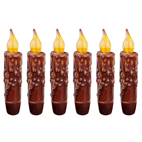 CVHOMEDECO-Real-Wax-Hand-Dipped-Battery-Operated-LED-Timer-Taper-Candles-Rustic-Primitive-Flameless-Lights-Decor-4-34-Inch-Coffee-6-PCS-in-a-Package CVHOMEDECO Real Wax Hand Dipped Battery Operated LED Timer Taper Candles Rustic Primitive Flameless Lights Decor 4 34 Inch Coffee 6 PCS in a Package